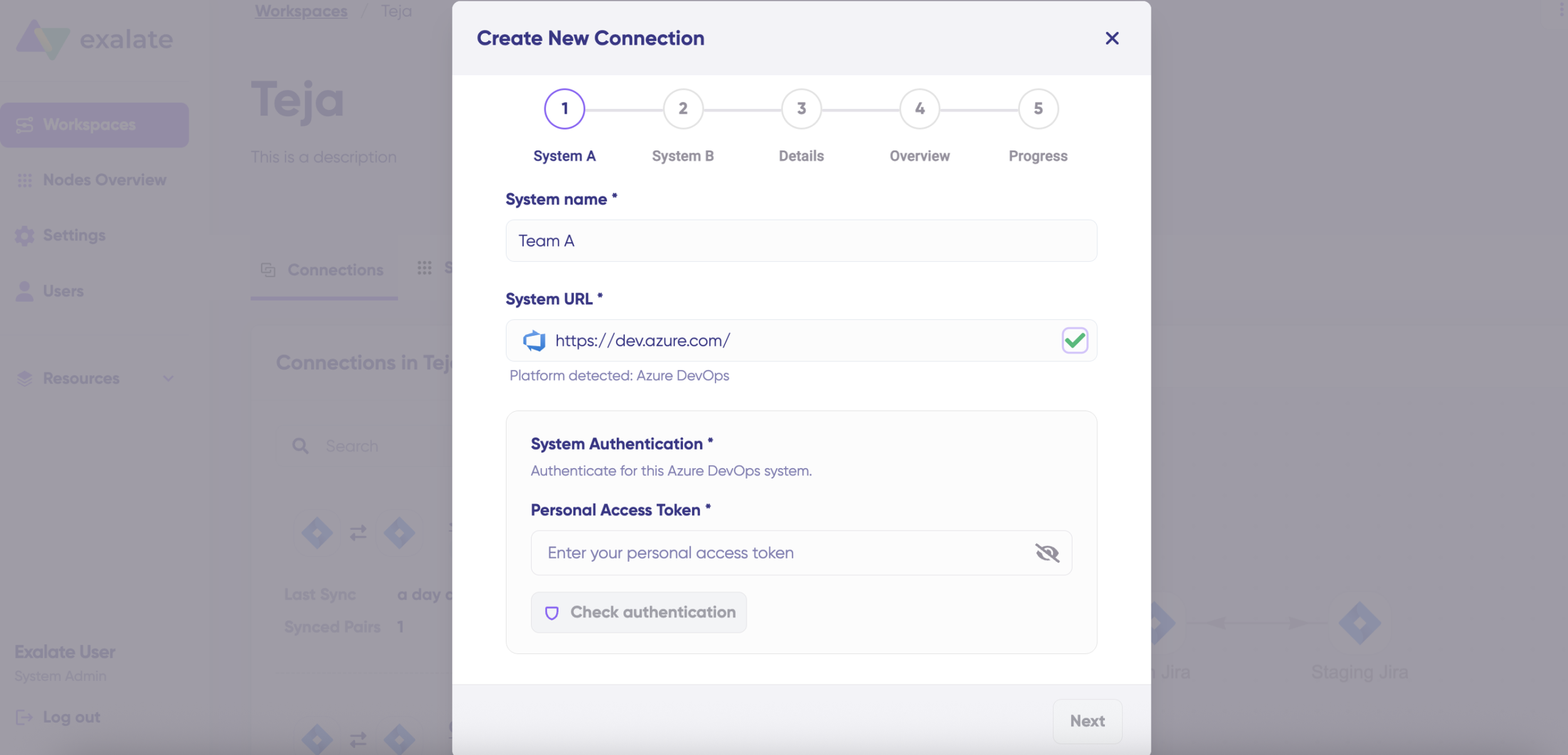 Create Connection with API token