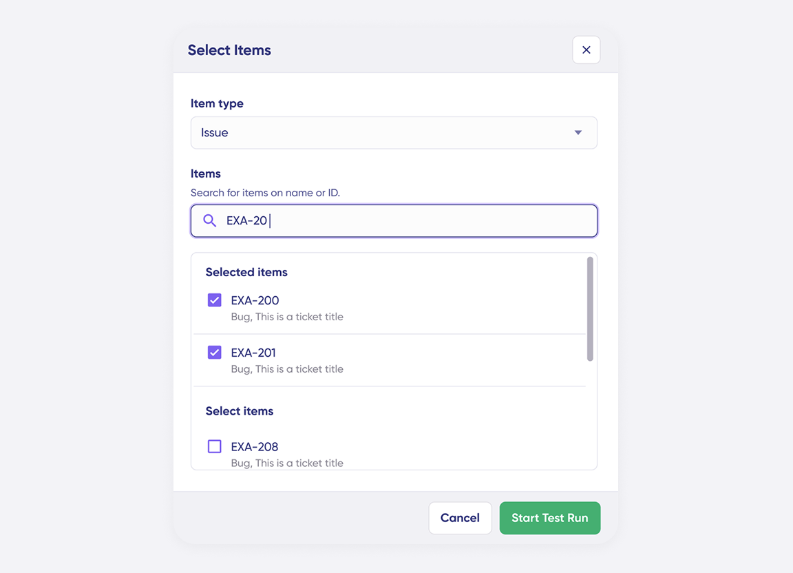 exa ui - testrun - light bg
