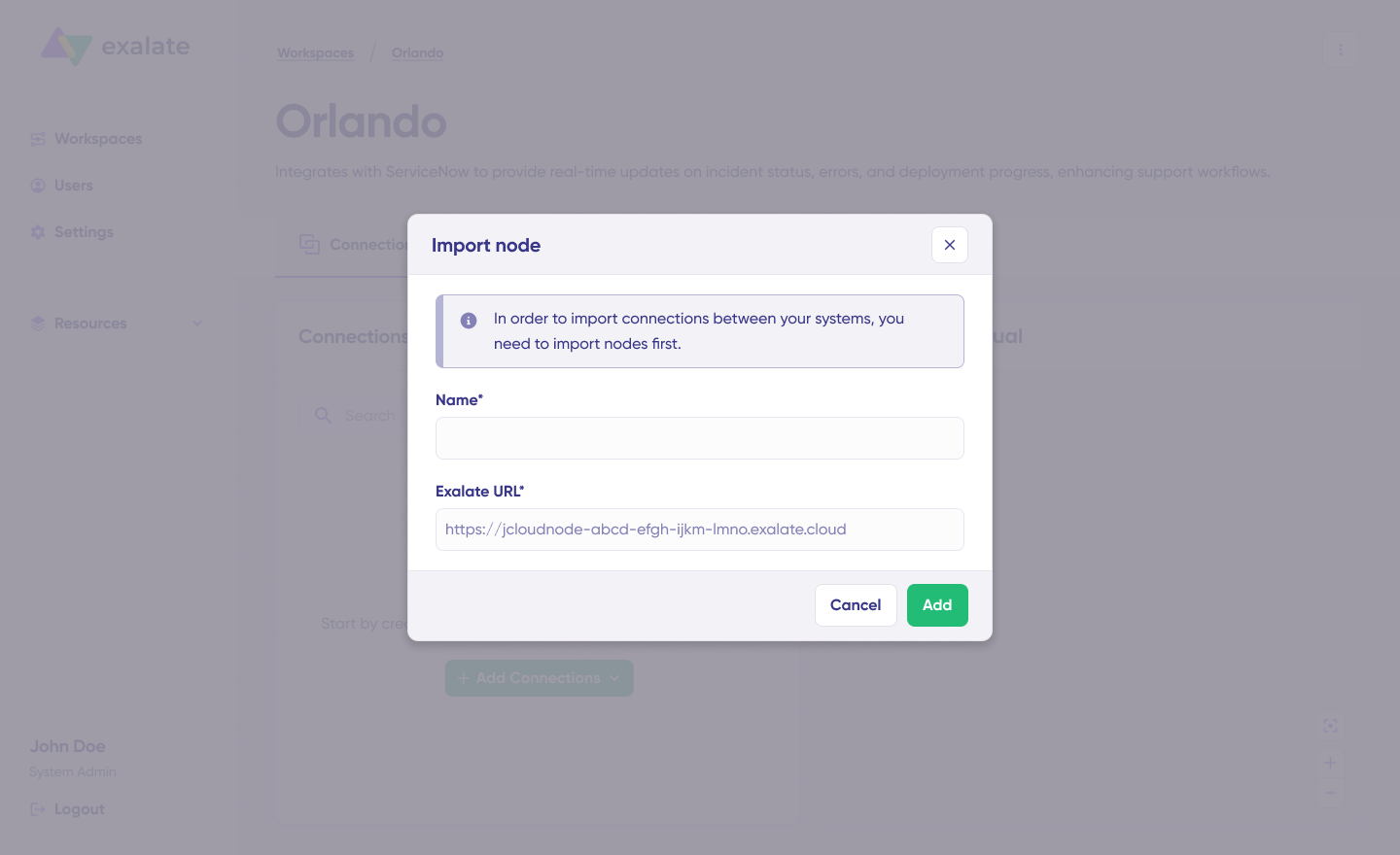 import existing connection