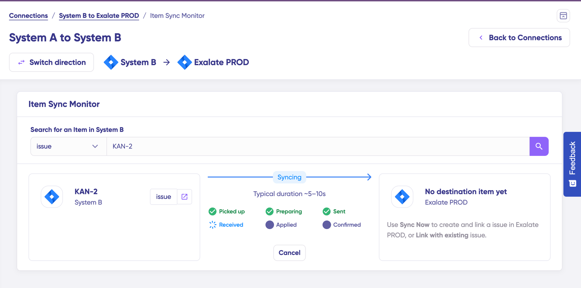 Item syncing in Item sync monitor