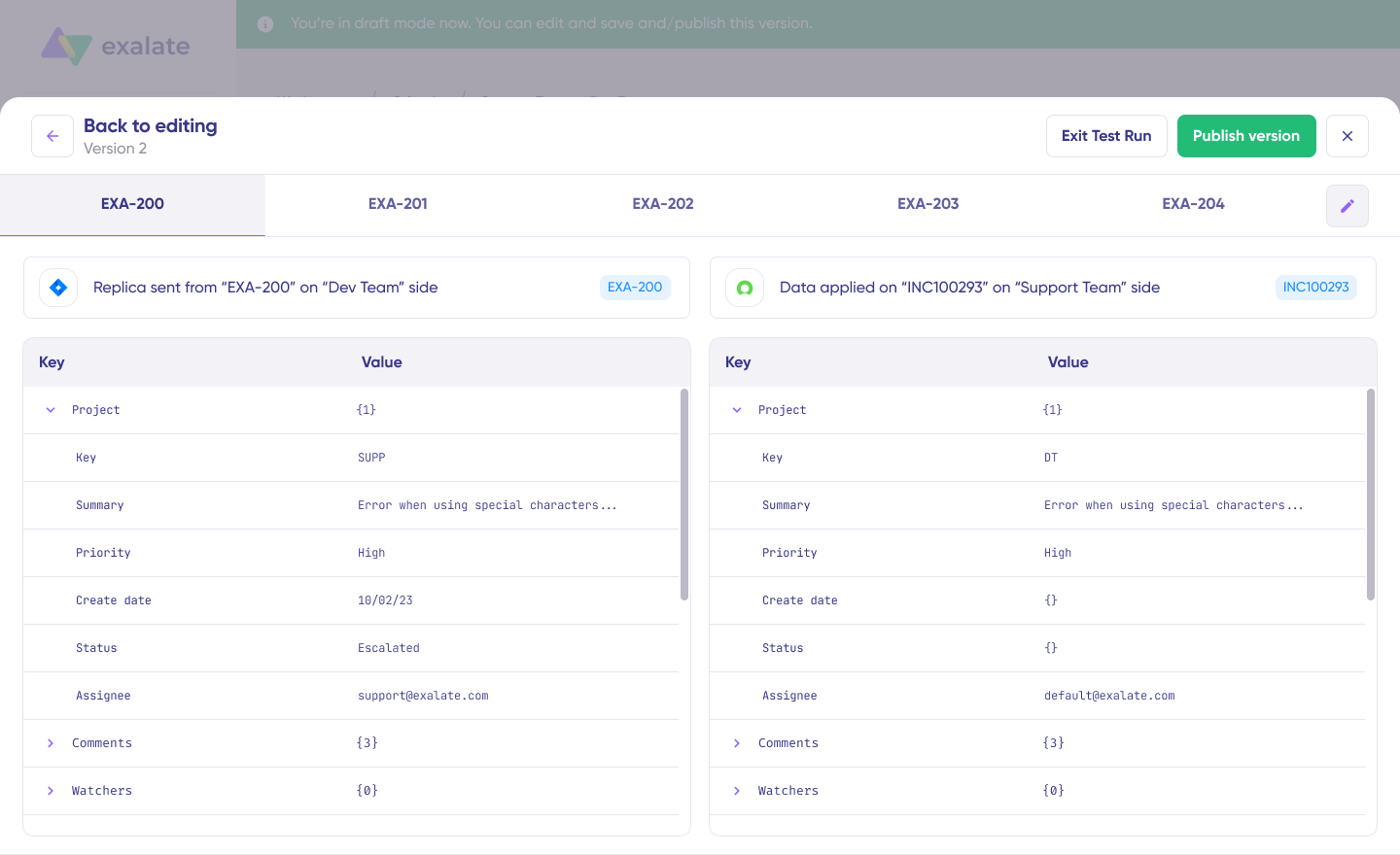 edit script for test run