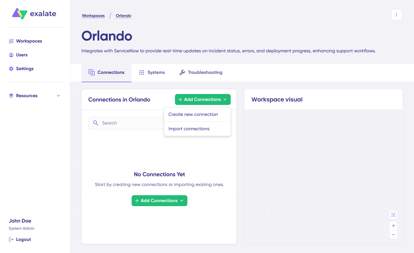create a new connection with Exalate